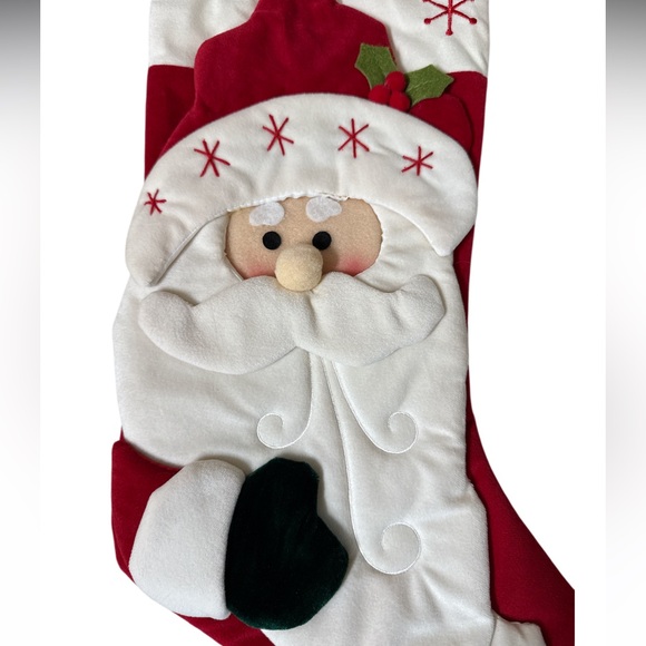 Vintage Toys R Us Christmas Stocking Velvet & Felt With 3-D Santa - Picture 4 of 9